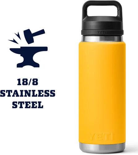 Vista 6 de YETI Rambler - Botella de acero inoxidable, hermética, con aislamiento al vacío y tapa chug, 26 onzas, color amarillo alpino Alpine Amarillo