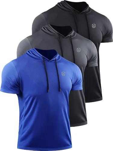 Vista 15 de Neleus - Camiseta sin mangas deportiva Dry Fit para correr con capucha
