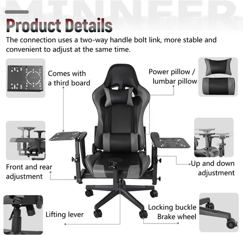 Vista 4 de Minneer Flight Simulator Cockpit Flying Controller Stand with Gaming Chair Fit for Logitech X56 X52 HOTAS4,for Thrustmaster,for Fanatec,Racing Mount