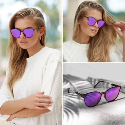 Vista 3 de WearMe Pro - Gafas de sol modernas redondas de moda para mujer