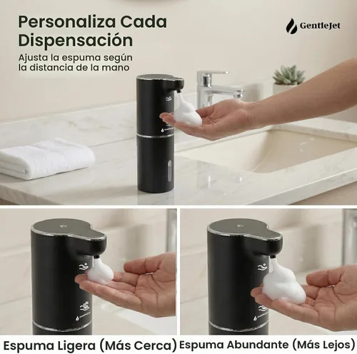 Vista 5 de GentleJet JetFoam - Dispensador automático de jabón de espuma, sensor sin contacto, recargable USB-C, salida ajustable, IPX5 impermeable, 10.1 fl