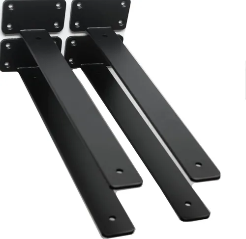 Vista 27 de Paquete de 2 - Soportes de estante en L ocultos negros de 4 pulgadas (1/5 pulgada de grosor) Soportes de estante flotante de hierro Soportes