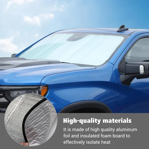 Vista 5 de Voodonala Parasol para parabrisas delantero Chevy Silverado 2019-2024, parasol plegable para ventana de camión, visera solar compatible