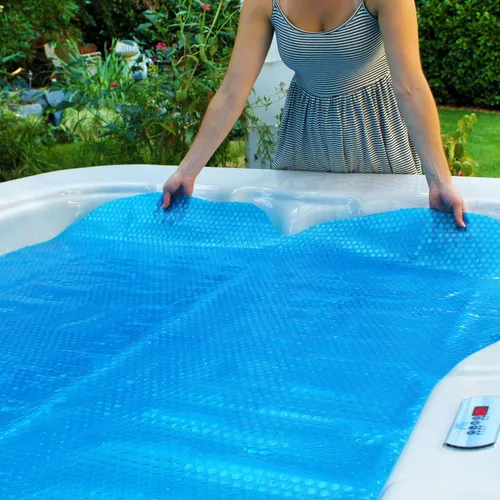 Vista 5 de Spa Depot Thermo-Float - Manta flotante para bañera de hidromasaje de 16 mil, 6 x 6 pies, para spa, calefacción solar aislante resistente