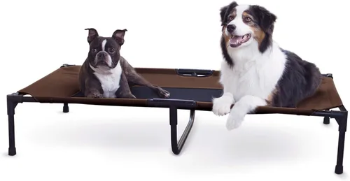 Vista 11 de K&H PET PRODUCTS - Cuna elevada para mascotas con centro de malla, varios tamaños Malla de color marrón.