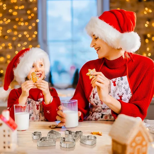 Vista 7 de MAPVOLUT Juego de 14 cortadores de galletas de Navidad, patrones clásicos de Navidad, acero inoxidable de grado alimenticio, fácil de desmoldear