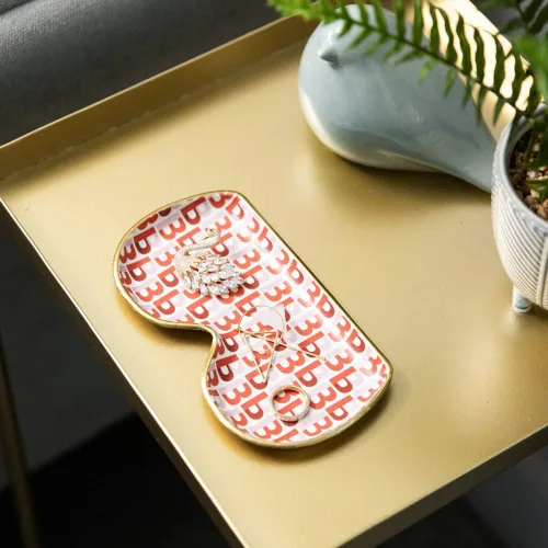 Vista 4 de COLLECTIVE HOME - Bandeja de joyería de letras metálicas, almacenamiento de joyas con monograma, plato decorativo para gafas, anillos, aretes