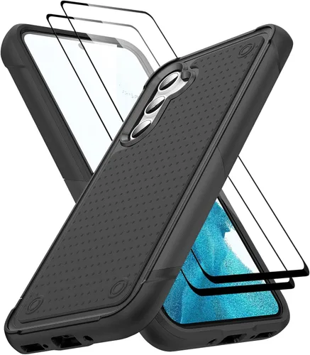 Vista 64 de Jeylly Compatible con Samsung Galaxy A22 5G Funda, Funda Samsung A22 5G con 2pcs protectores de pantalla de vidrio templado