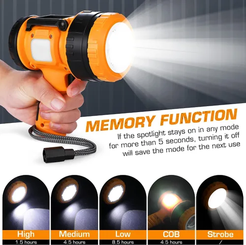 Vista 4 de EverBrite Foco recargable con enfoque ajustable, linterna LED de mano con 5 modos, rango de 1,968.5 ft, luz de punto para caza, barco, camping