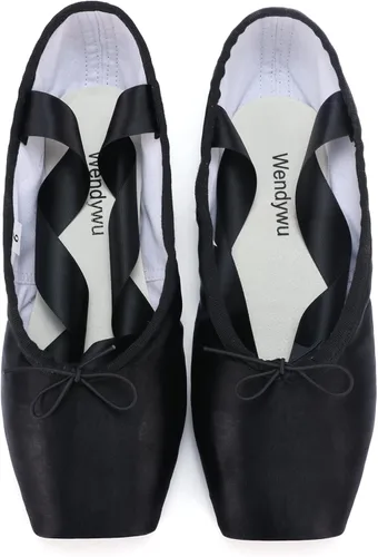 Vista 7 de WENDYWU Zapato de ballet profesional para niños niña y señoras rosa PU suela ballet Pointe zapatos de baile con almohadillas para los dedos