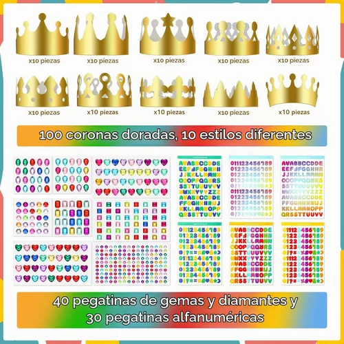 Vista 2 de Meanplan Paquete de 50 coronas de papel dorado a granel para niños, kit