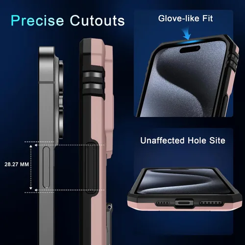 Vista 14 de DEERLAMN Funda para iPhone Xs Max con funda deslizante para cámara + protector de pantalla, soporte giratorio de anillo de grado militar a prueba