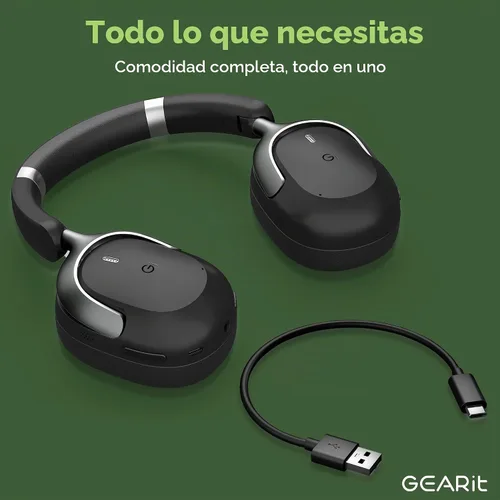 Vista 8 de GEARit Auriculares Bluetooth sobre la oreja compatibles con iPhone y Android, auriculares con cancelación de ruido, inalámbricos, multipunto, tiempo