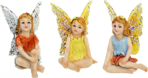 Vista 2 de Darice Paquete de 3 mini figuras de hadas meditantes de resina surtidas de 1.75 x 2.25 pulgadas