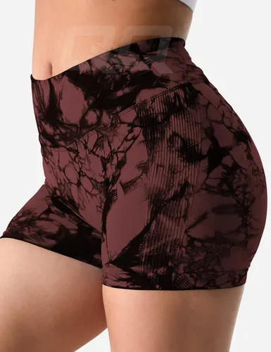 Vista 2 de QOQ Pantalones cortos de entrenamiento sin costuras para mujer, pantalones cortos de entrenamiento de cintura alta con levantamiento de glúteos