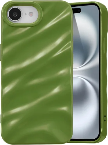Vista 54 de QLTYPRI Funda compatible con iPhone 11, bonita funda con patrón de ondas de agua para niñas y mujeres, delgada, satinada, brillante, suave, de Beige