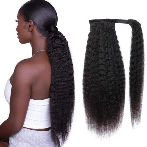 Vista 23 de Extensiones de cabello rizado para cola de caballo, cabello rizado para cola de caballo, extensión de cabello humano virgen brasileño