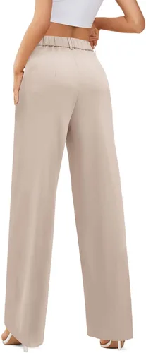 Vista 4 de onlypuff Womens Business Pants Wide Leg High Waisted Capris Straight Long Work Trousers with Pockets