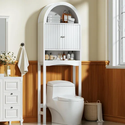 Vista 17 de Spurgehom Over Toilet Storage Cabinet, Bathroom Arch Organizer,Wood Madera