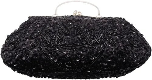 Vista 3 de Bolso de noche de lentejuelas vintage de los años 20 para mujer, bolso de noche formal cruzado de noche, baile de graduación, cóctel, fiesta, bolsos