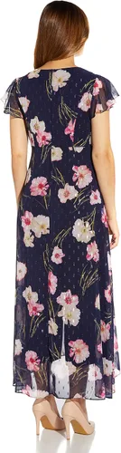 Vista 2 de Adrianna Papell Mono metálico con estampado floral para mujer, Metálico
