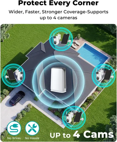 Vista 7 de Cámaras de seguridad inalámbricas para exteriores sin tarifa mensual, kit de 2 cámaras de doble lente sistema de cámara de seguridad solar