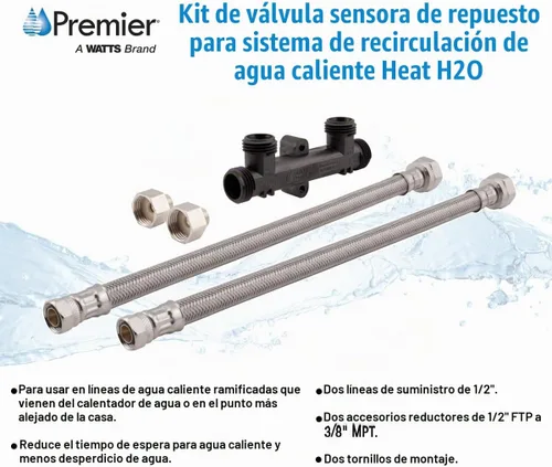 Vista 5 de Watts (596816) kit de válvula con sensor con sistema de recirculación de agua caliente instantánea