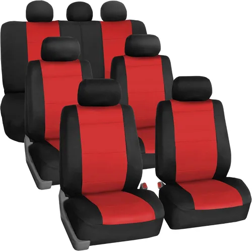 Vista 25 de FH Group Juego completo de fundas de neopreno impermeables para asiento de automóvil, de tres filas y 7 plazas, listas para bolsa de aire