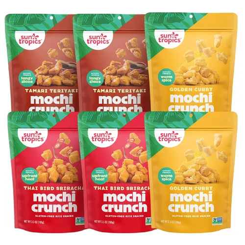 Vista 13 de Sun Tropics Mochi Crunch Golden Curry 3.5 oz (paquete de 6) Puffs de arroz