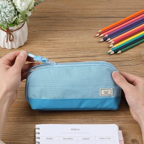 Vista 6 de Mr. Pen- Estuche para lápices de apertura amplia, diseño triangular Compact & Spacious Pencil Cases with 5 Mesh Pockets, Bag Pouch, Box Organizer