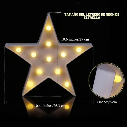 Vista 2 de Tarpop - Letrero de pared con luces LED de marquesina de estrellas, funciona con pilas, color blanco