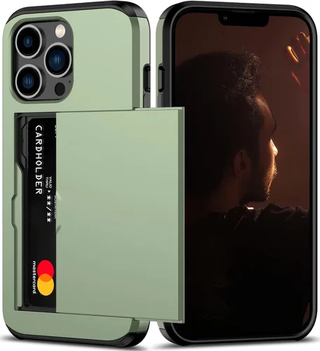 Vista 37 de Nvollnoe Funda para iPhone 13 con tarjetero [almacena 5 tarjetas] Funda tipo cartera de doble capa resistente a prueba de golpes con ranura oculta