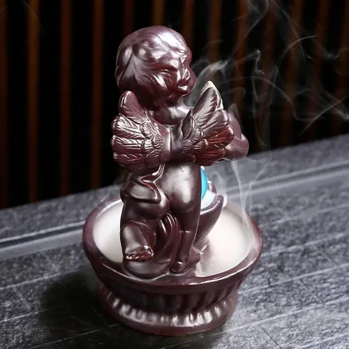 Vista 3 de Quemador de incienso de cerámica para niños, diseño de cascada de humo, incensario de reflujo, soporte para incienso, decoración del hogar Zen