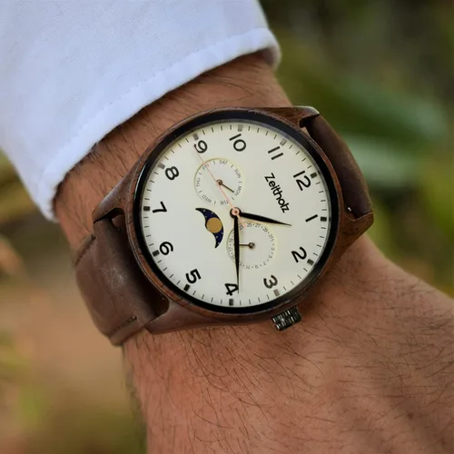 Vista 5 de Zeitholz Relojes de madera para hombre, reloj de madera, regalos, reloj analógico, nueva colección Klitten 1.654 in con movimiento de cuarzo japonés.
