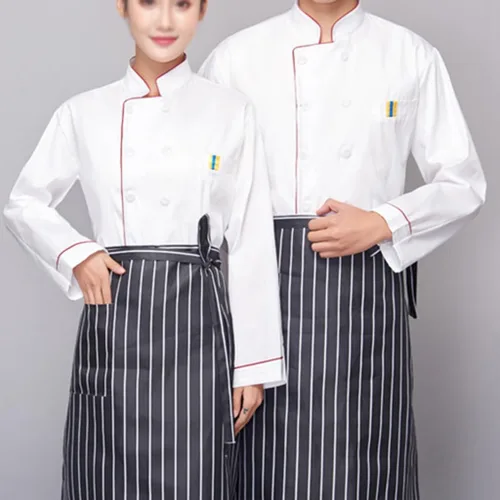 Vista 6 de Unisex Chef Coat for Hotel Kitchen Restaurant Food Service Uniform ShortLong Sleeve Chef Jacket for Men Women