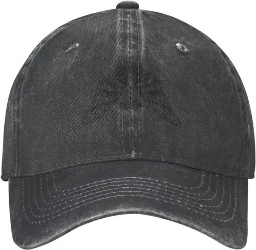 Vista 2 de Gorra de béisbol con alas de ángel y corazón para hombres y mujeres, gorras de camionero de algodón, gorra ajustable para papá Negro