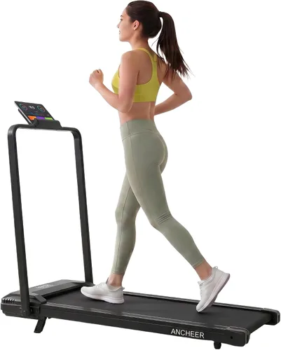 Vista 14 de ANCHEER Cinta de correr con inclinación del 12%/15%, almohadilla plegable con barra de asa, capacidad de 320-450 libras debajo del escritorio