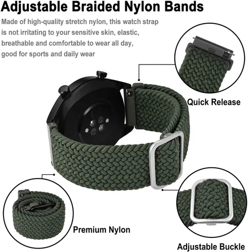 Vista 3 de BISONSTRAP Correas de reloj de nailon, correas trenzadas ajustables para hombres y mujeres, 0.630 in, 0.709 in, 0.748 in, 0.787 in, 0.866 in