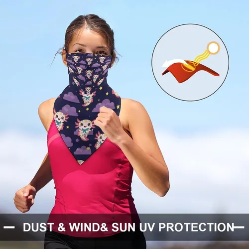 Vista 5 de Bufanda de protección solar UV, bufanda triangular reutilizable con lazo para las orejas