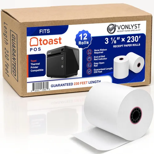 Vista 8 de Rollo de papel para impresora térmica para Toast TP200 Impresora de recibos de punto de venta (6 rollos)