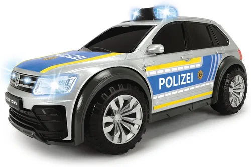 Vista 2 de DICKIE TOYS Volkswagen VW Tiguan R-Line – Coche de policía de 9.8 in con efectos de luz y sonido, SUV de policía, coche de juguete, para niños de 3