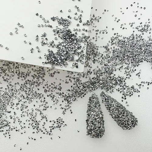Vista 8 de HUETFAT 8800 piezas de diamantes de imitación negros AB Pixie para uñas, microgemas de 0.047 pulgadas con purpurina para uñas, mini diamantes