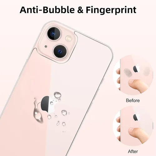 Vista 3 de [Paquete de 2] Protector de pantalla trasera para iPhone 13 para iPhone 13, protector de pantalla de vidrio templado antiarañazos y burbujas