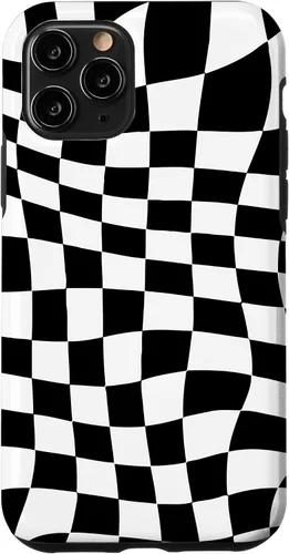 Vista 29 de Funda clásica a cuadros para iPhone 17, diseño ondulado de tablero de ajedrez en blanco y negro