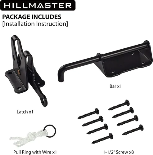 Vista 4 de HILLMASTER Pestillo de puerta automático resistente para vallas de madera con cuerda de tracción, pestillos de puerta de gravedad autobloqueantes