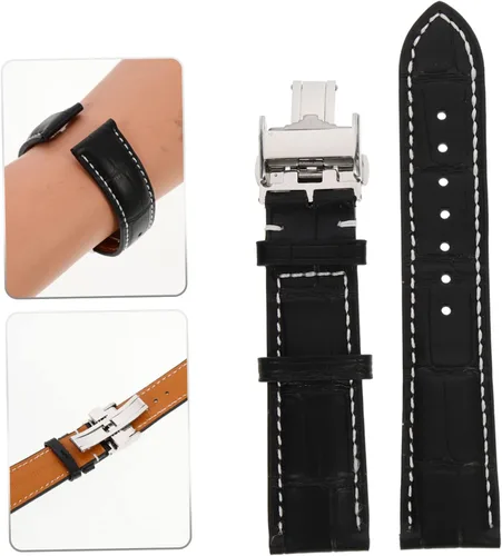 Vista 14 de Correa de reloj para hombre, correa de reloj de cuero, correa universal para la piel, correa de reloj de acero inoxidable