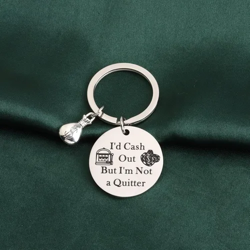Vista 6 de PLITI Llavero de máquina tragamonedas para regalo de casino, regalo para amantes del casino, regalo para jugadores, I'd Cash Out But I'm Not A