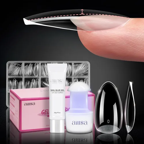 Vista 19 de AILLSA Kit de uñas de gel sólido pegamento para uñas para uñas postizas acrílicas, kit de extensión de uñas de gel con lámpara de uñas