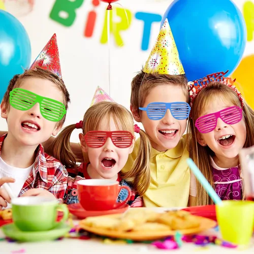 Vista 6 de Gafas de sol de color neón para niños, novedosas gafas de fiesta divertidas de los años 80 y 90, accesorios para fiestas