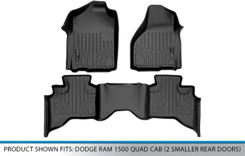 Vista 5 de SMARTLINER Juego de alfombrillas de piso de ajuste personalizado de 2 filas para Dodge Ram 1500 2009-2011